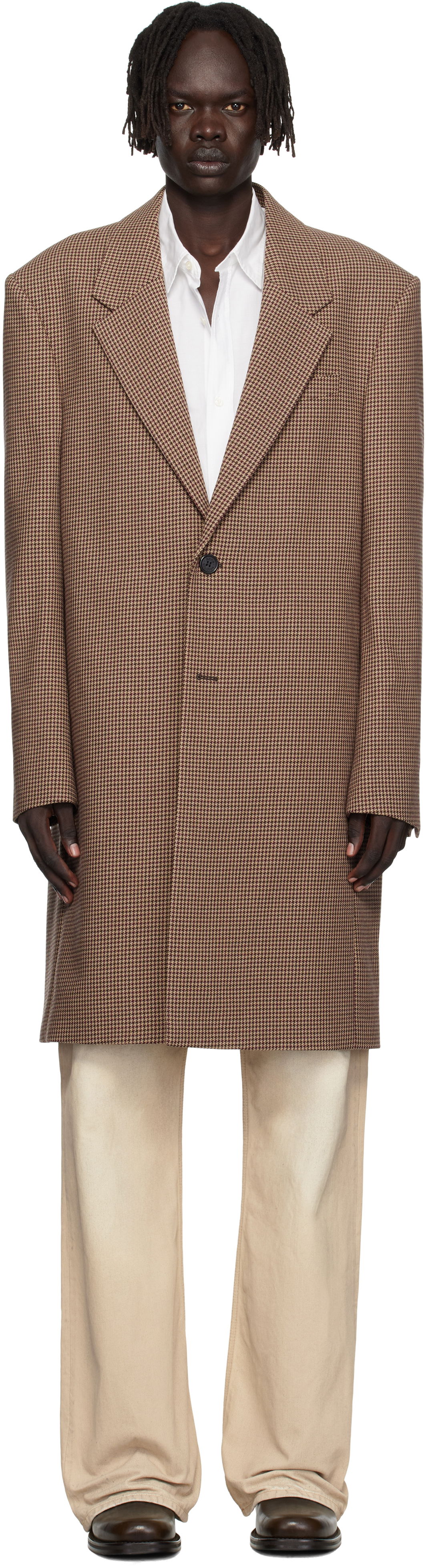Plašči Acne Studios Acne Studios Houndstooth Wool Coat Rjava | B90830-, 0