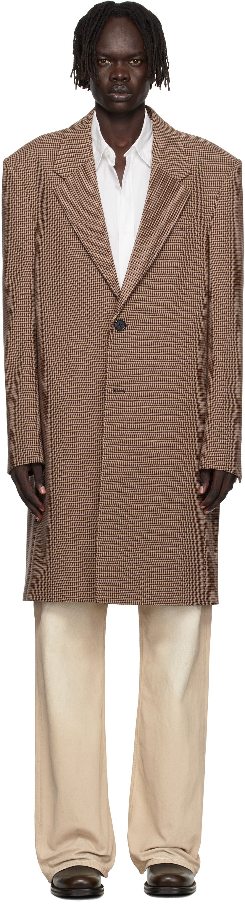 Plašči Acne Studios Acne Studios Houndstooth Wool Coat Rjava | B90830-