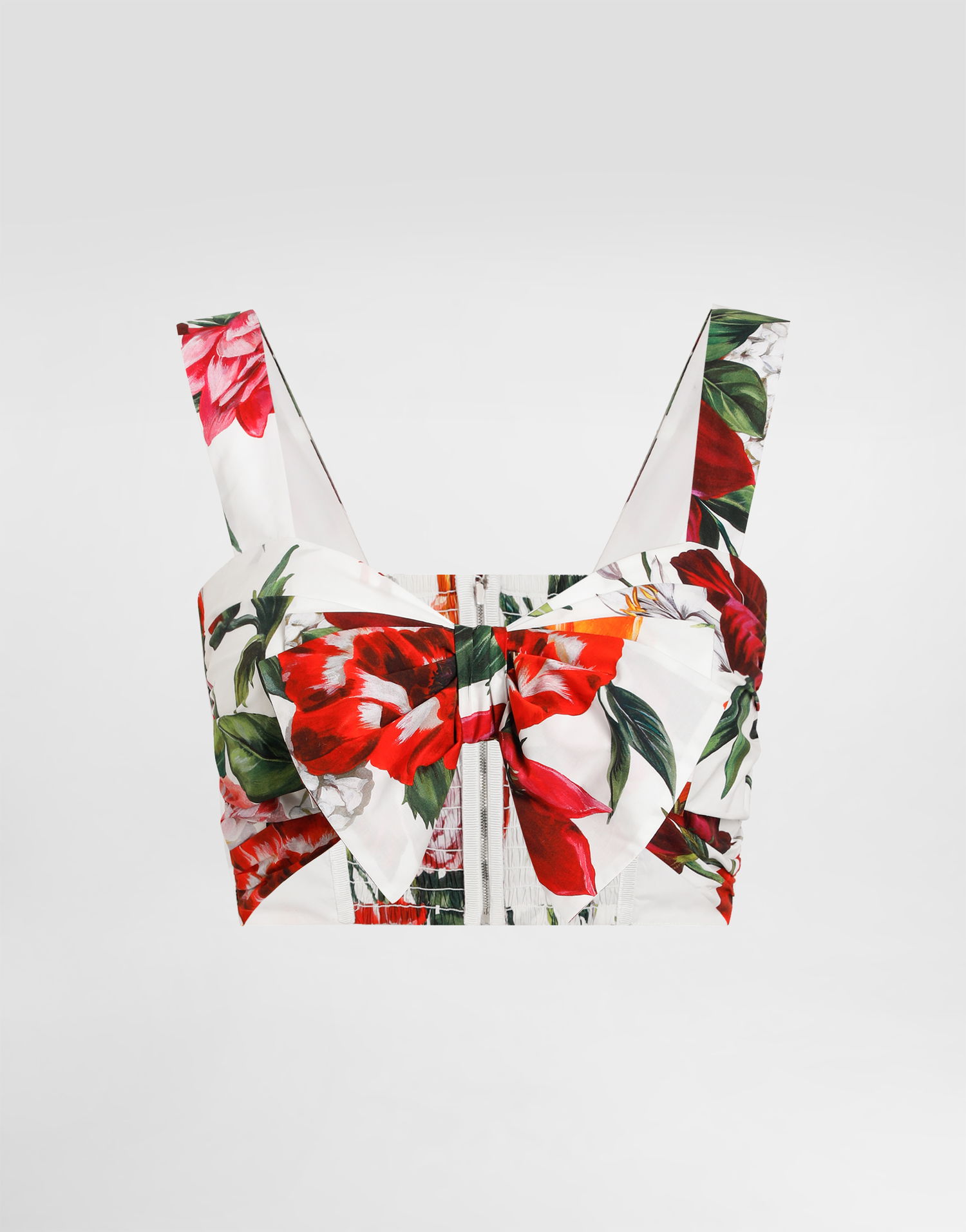 Krop-top Dolce & Gabbana Dolce & Gabbana Flower-Print Poplin Bow Crop Top Večbarvna | F7BB5THS5TQHA5PB, 0