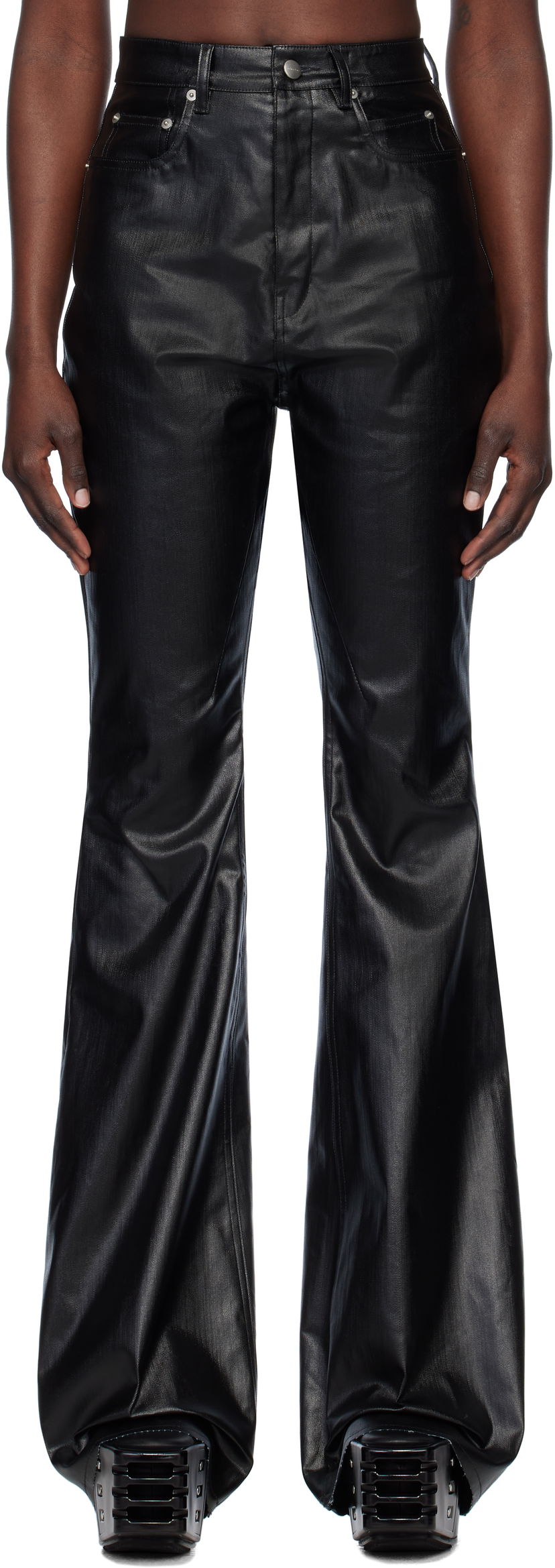 Kavbojke Rick Owens Rick Owens Hollywood Bolan Bootcut Coated Jeans Črna | RP01E7329 SCT