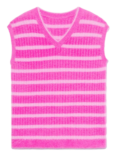 Telovnik Jacquemus Le Gilet Neve Fluffy Striped Pullover Roza | 225KN069-2370 043