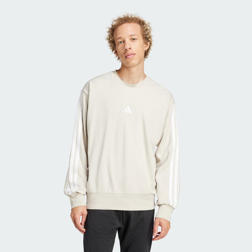 Pleteni pulover adidas Performance Essentials 3-Stripes French Terry Sweatshirt Bež | JE6377