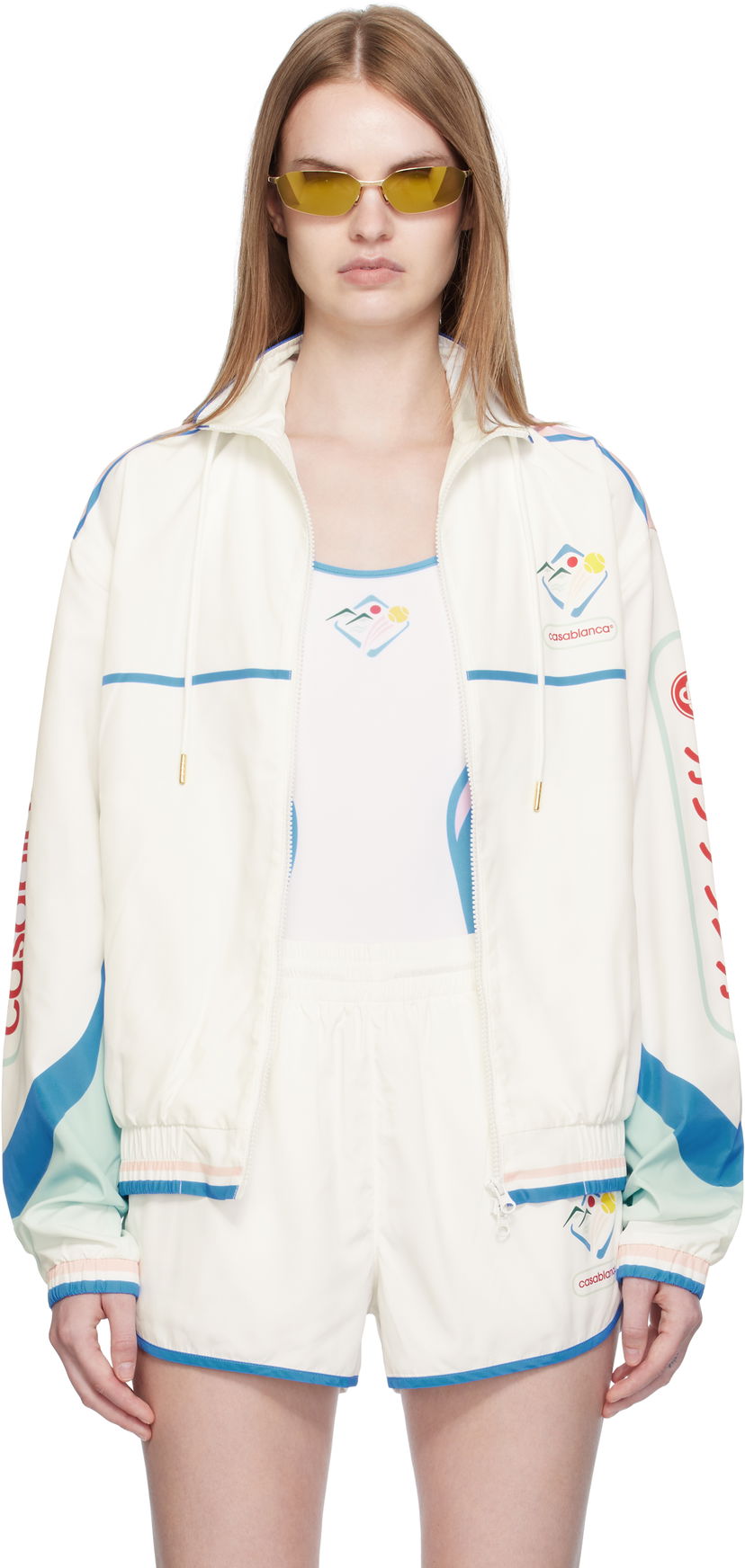 Vetrovka Casablanca Casablanca Casa Sportif Windbreaker Jacket Bela | U-WPF25-JK-033-01
