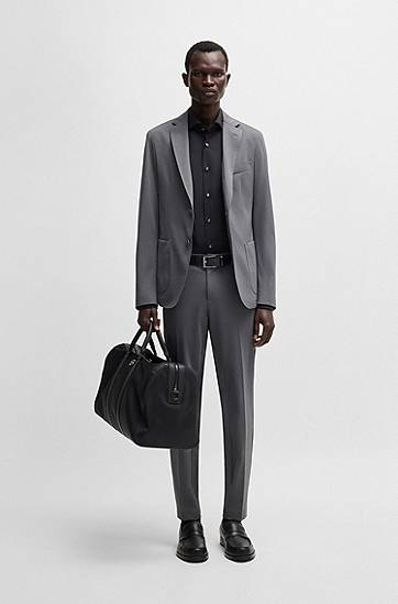 Srajce BOSS Slim Fit Easy-Iron Cotton-Blend Poplin Shirt Črna | 50479915, 1