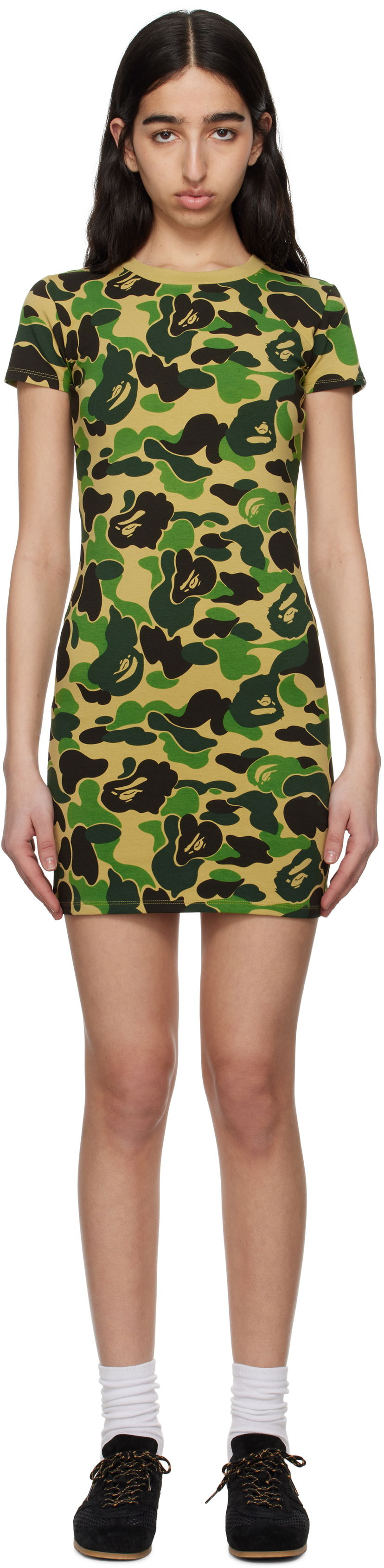 Obleke BAPE A Bathing Ape ABC Camo Jersey Minidress Zelena | 001OPL302001L