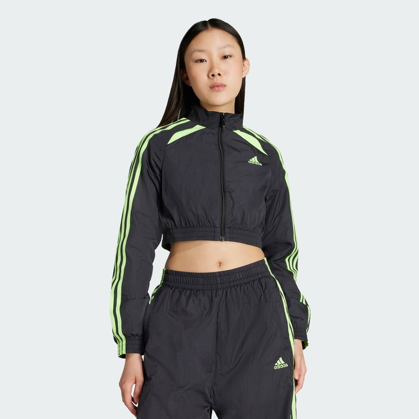 Vetrovka adidas Performance Teamgeist Adicolor Cropped Track Jacket Črna | JZ8273