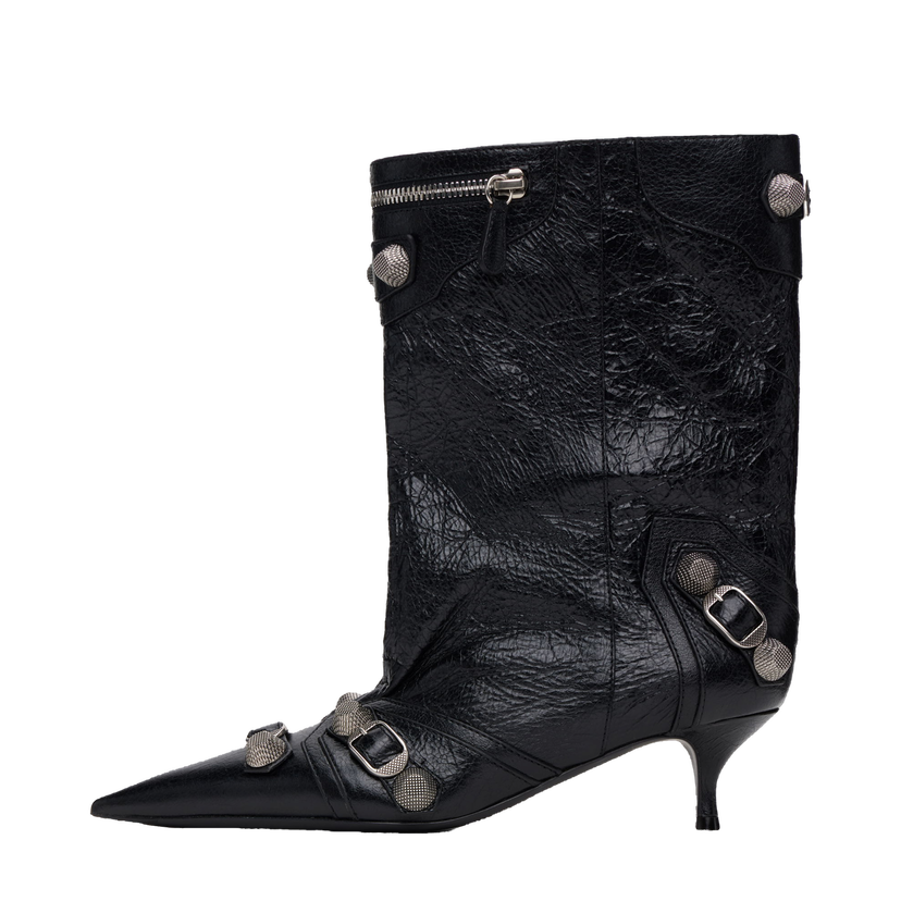 Superge in čevlji Balenciaga Leather Ankle Boots with Metal Studs Črna | 802082 WAD4E
