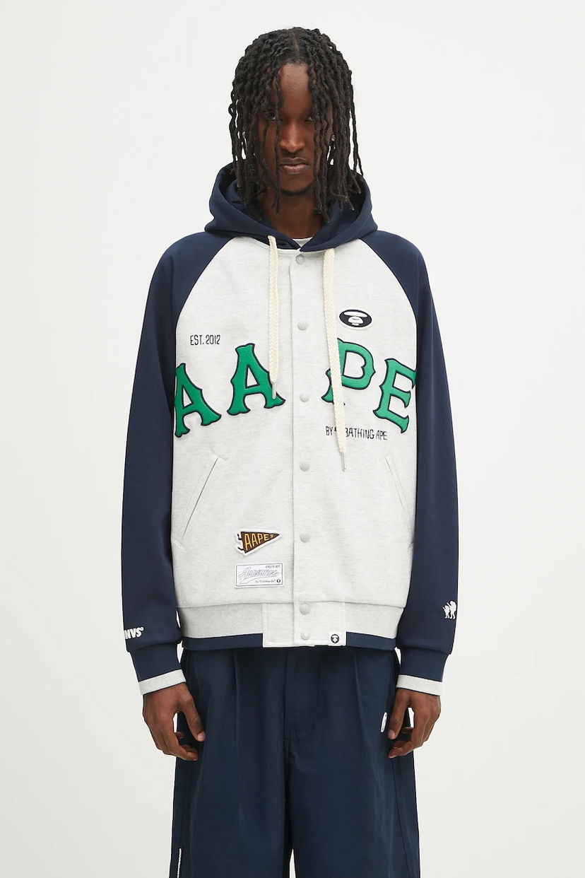 Bomber jakna AAPE by A Bathing Ape AAPE Main Zip Up Hoodie Siva | AAPSWMC323XAO