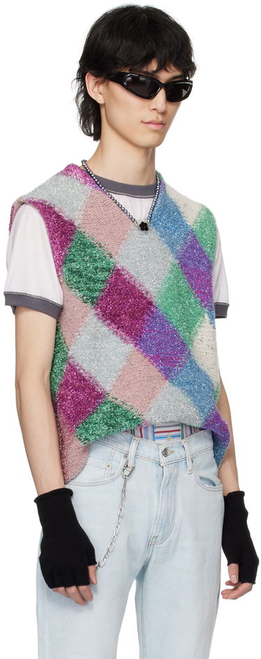 Pleteni pulover ERL ERL Argyle Knit Vest Lila | ERL08N002, 1
