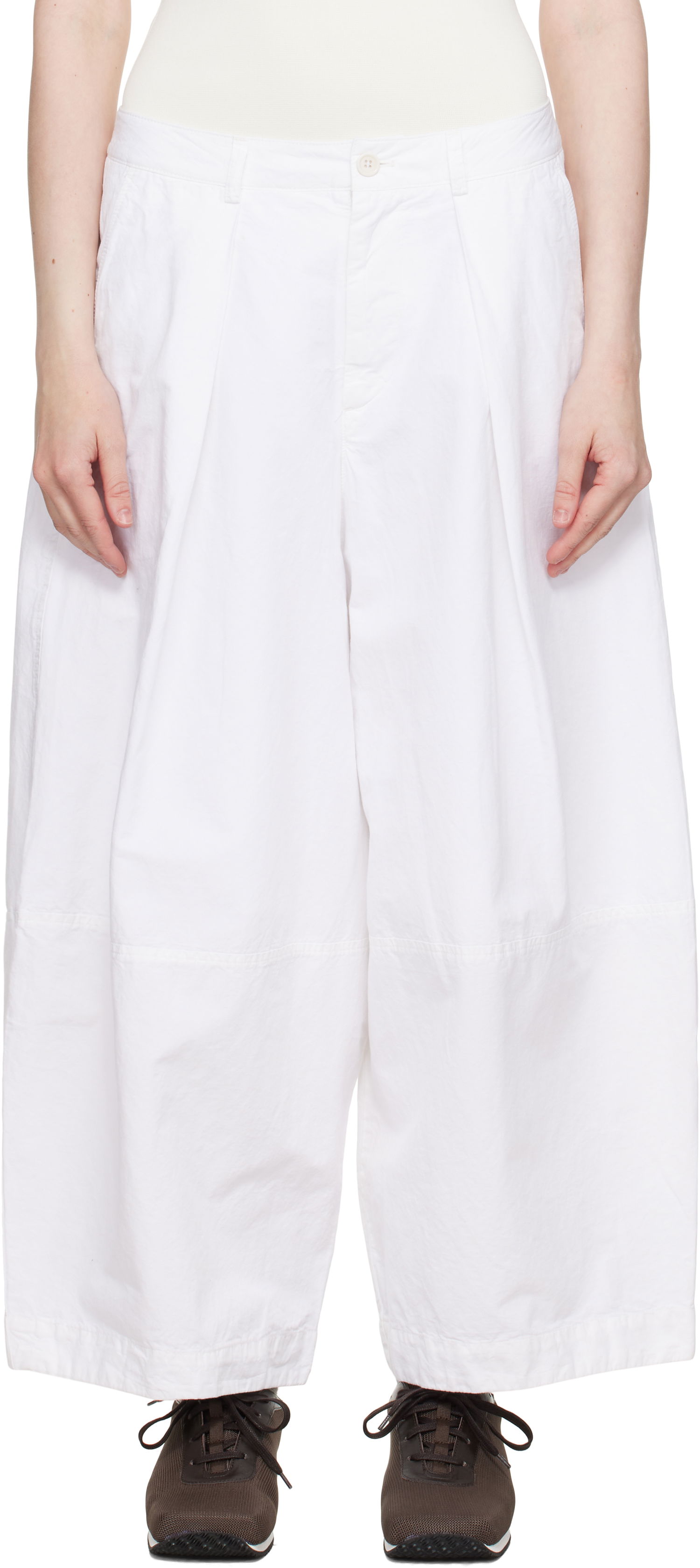 Hlače YMC YMC Deadbeat Wide-Leg Trousers Bela | Q4YAA, 0