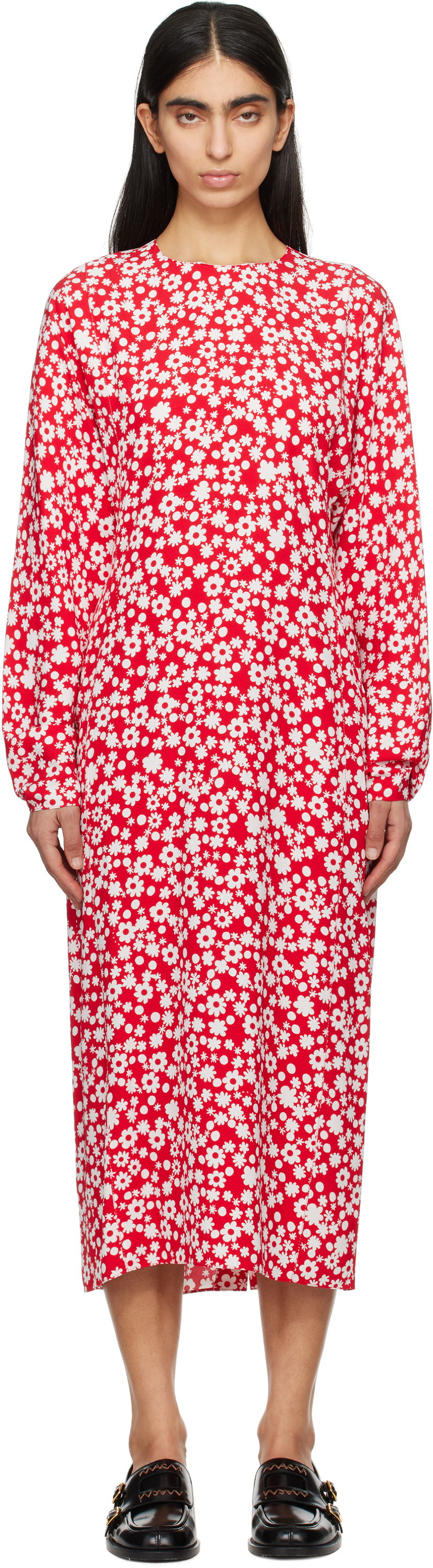 Obleke Marni Marni Pop Fields Midi Dress Rdeča | ABMA1360S0 UTVA45