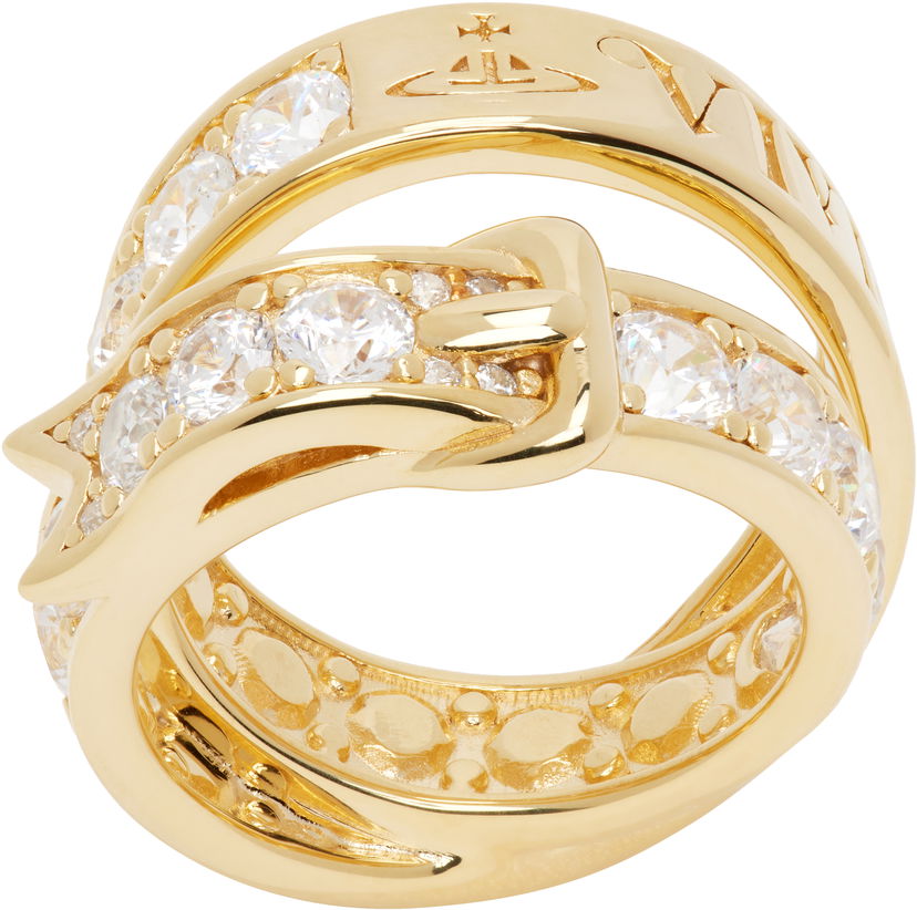 Prstan Vivienne Westwood Vivienne Westwood Gold-Tone Crystal Belt Ring Rumena | 6404016J-01R102-SM