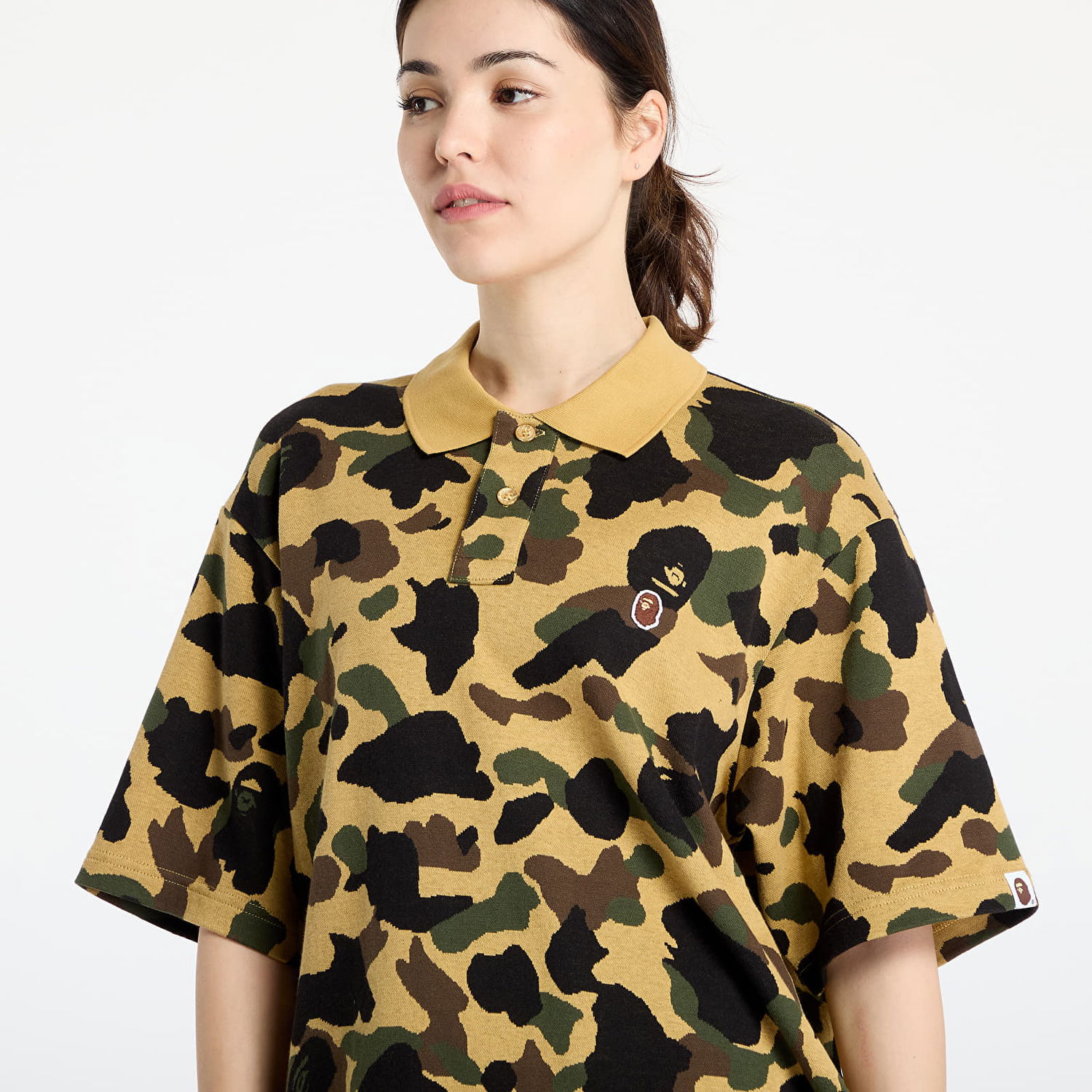 Polo majica BAPE A BATHING APE 1St Camo Jacquard Relaxed Fit Polo Shirt Rumena | 001POL301303MYEL, 1