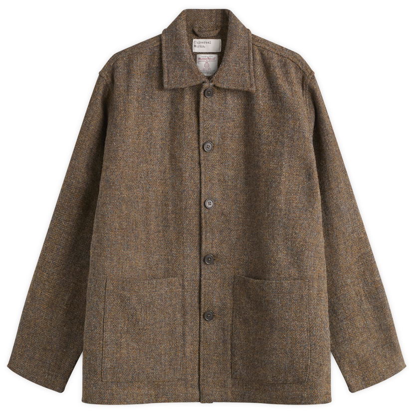 Jakna Universal Works Harris Tweed Plaid Easy Jacket Rjava | 33157-GLD