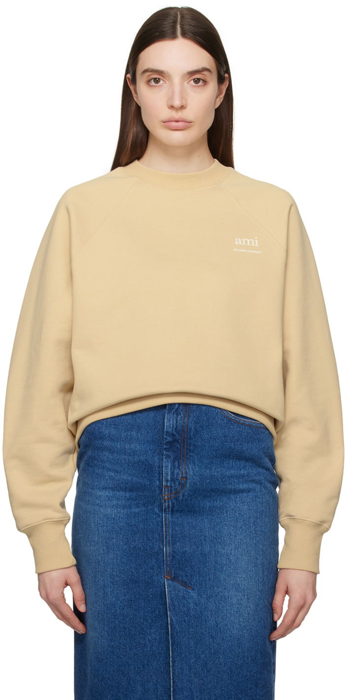 Pleteni pulover AMI Paris Raglan Sweatshirt Bež | USW024.747