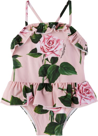 Kopalke Dolce & Gabbana Dolce&Gabbana Rose-Print Swimsuit with Ruffles Roza | L2J861 ON04Q, 0