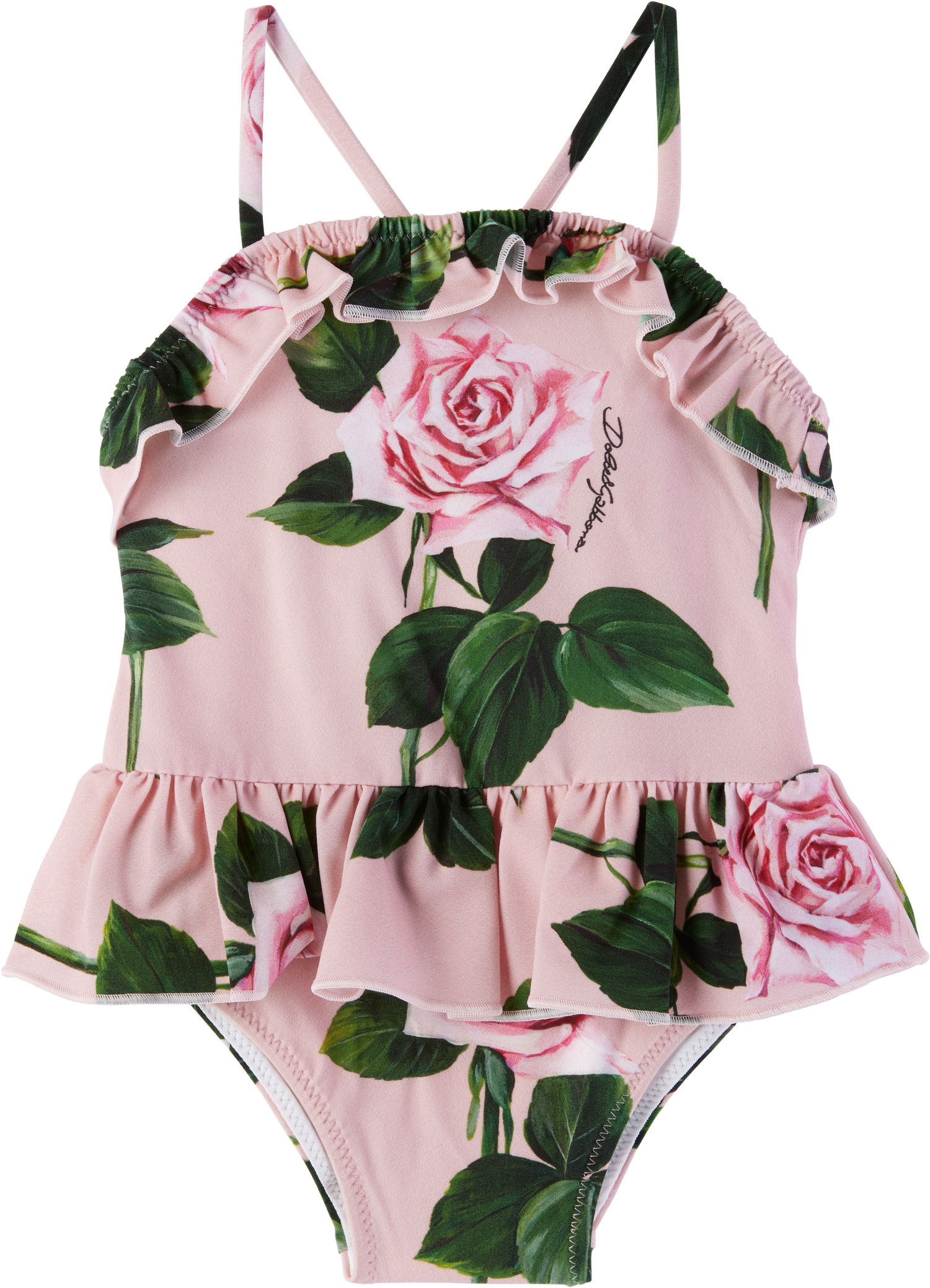 Kopalke Dolce & Gabbana Dolce&Gabbana Rose-Print Swimsuit with Ruffles Roza | L2J861 ON04Q, 0