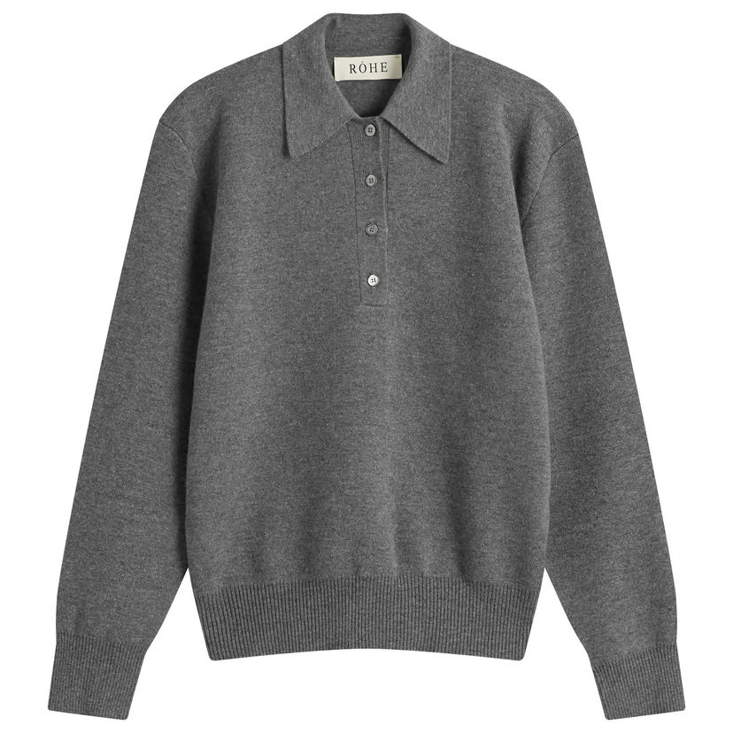 Pleteni pulover Róhe Rohe Sculptural Polo Sweater Siva | 416-23-316