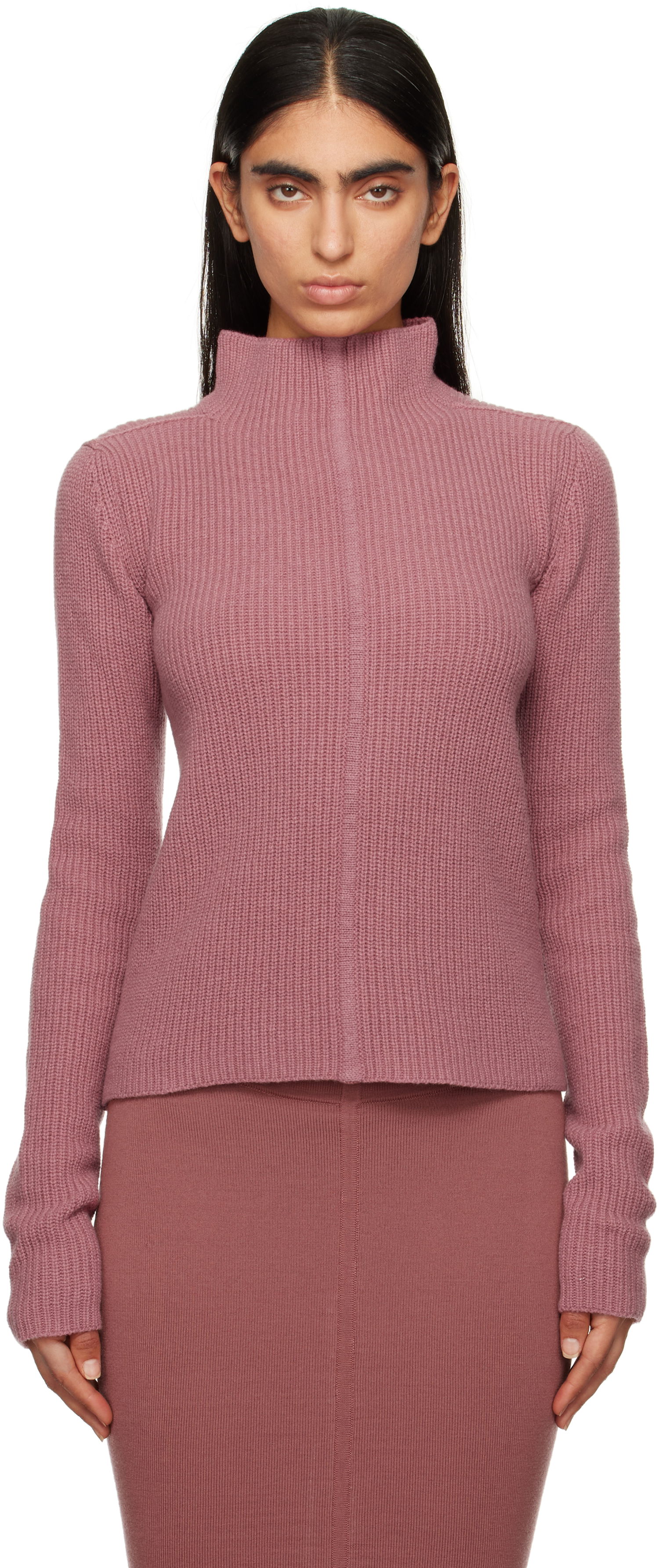 Pleteni pulover Rick Owens Porterville Headon Lupetto Turtleneck Sweater Roza | RO02D3676 WSBRL, 0