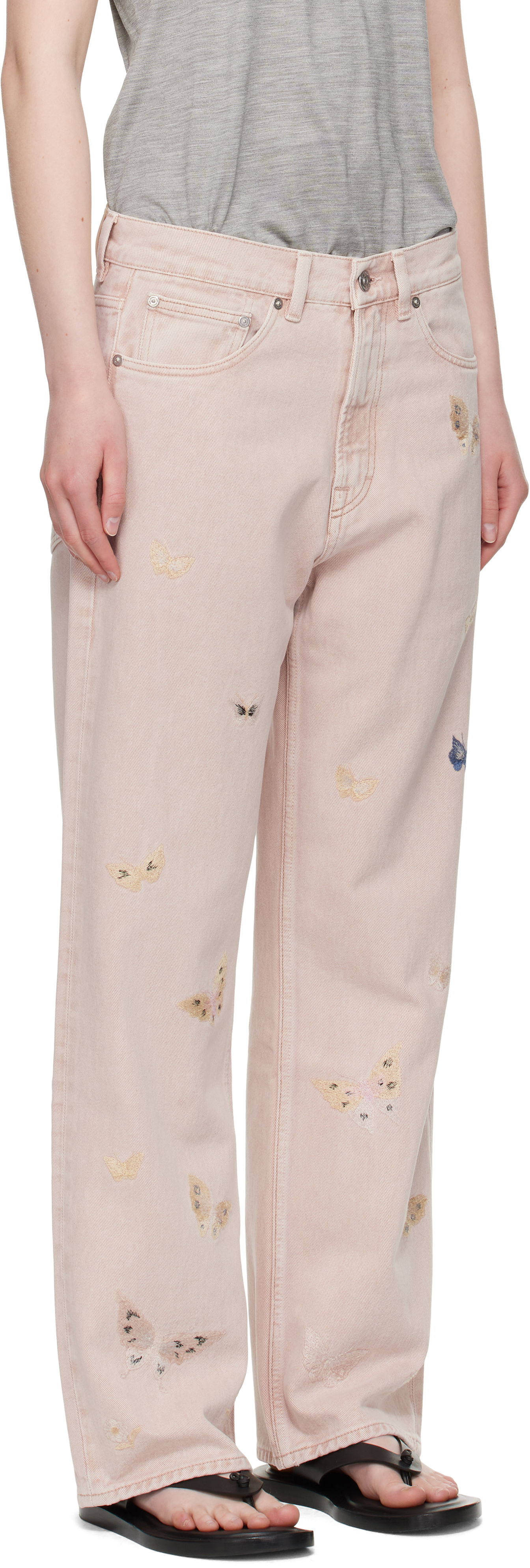 Kavbojke OUR LEGACY Our Legacy Third Cut Butterfly Embroidered Jeans Roza | M2255TRB, 1