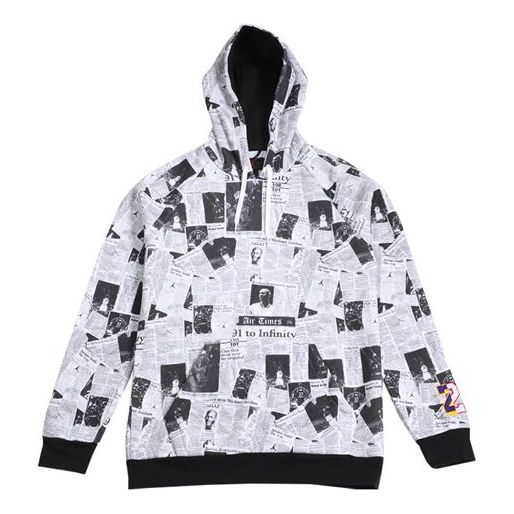 Pulover Jordan Jordan AJ Newspaper Silhouette Tribute Hoodie Bela | BQ5748-010