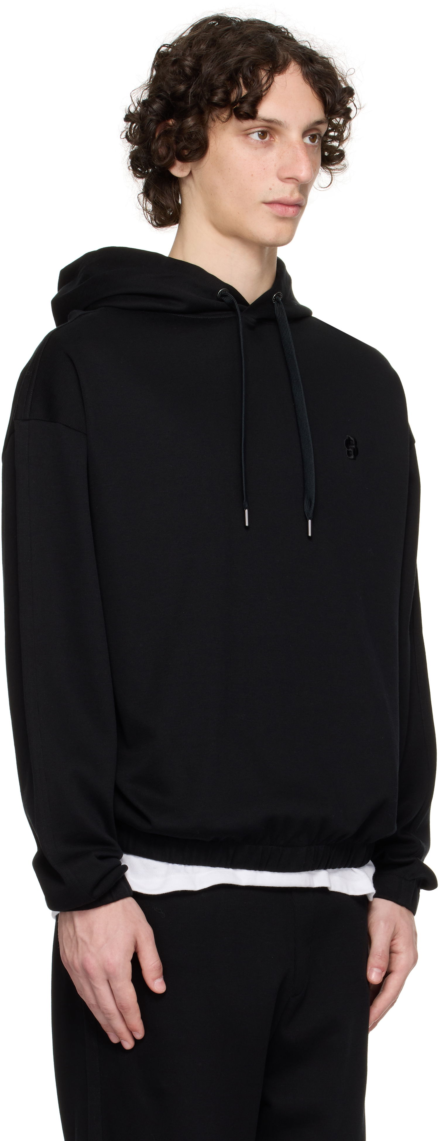 Pulover BOSS BOSS Relaxed-Fit Mercerized Cotton Hoodie Črna | 50544099, 1
