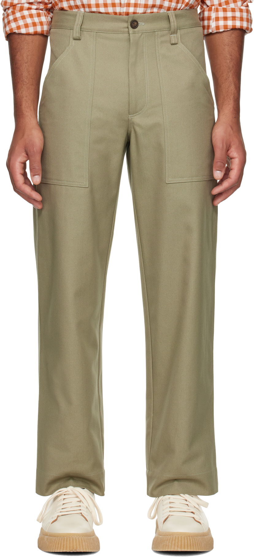 Hlače MAISON KITSUNÉ Workwear Trousers Zelena | NM01105WW0117