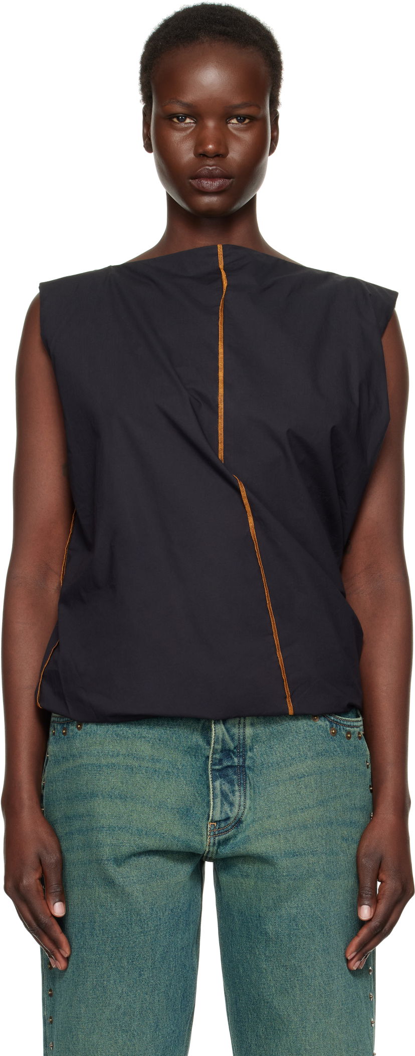Majica brez rokavov Baserange Sleeveless Turn Neck Top Črna | TOTU-PO-SP25