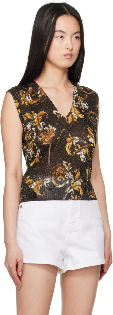 Majica brez rokavov Versace Versace Jeans Couture Barocco Lurex Vest Črna | E78HAFM06_ECMN45, 1