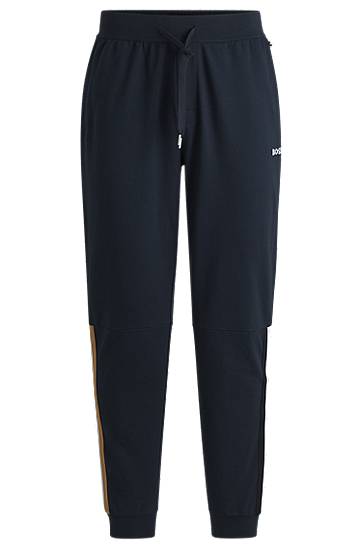 Trenirka BOSS Stretch-Cotton Tracksuit Bottoms with Logo Mornarica | 50525246