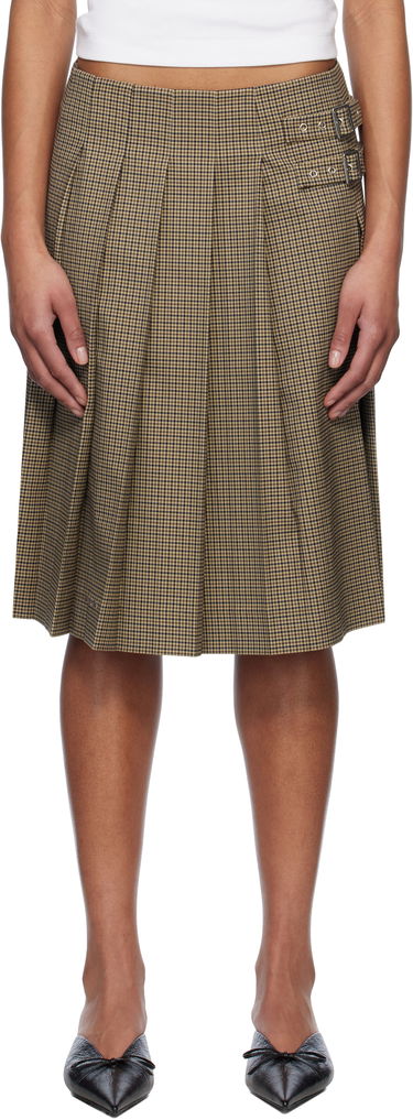 Krila We11done We11done Checkered Pleated Midi Skirt Rjava | WD-SK0-25-262-W-BG, 0