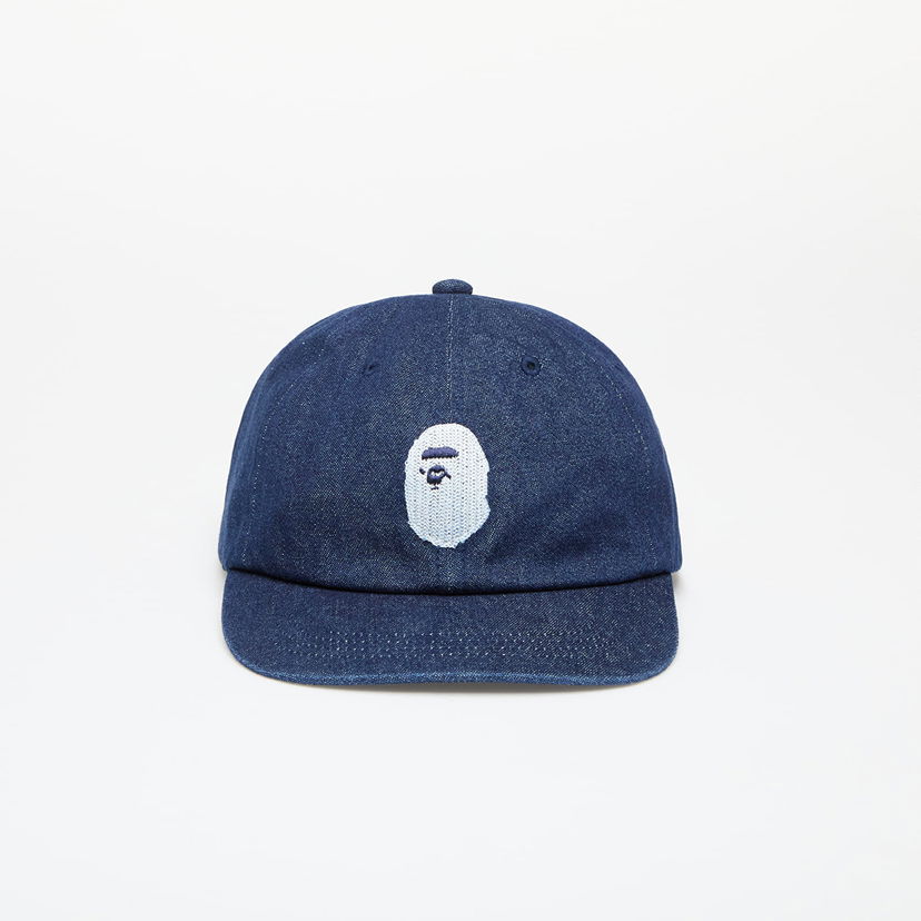 Kapa BAPE A BATHING APE Ape Head Denim Cap Indigo Modra | 001CPK301002M ING