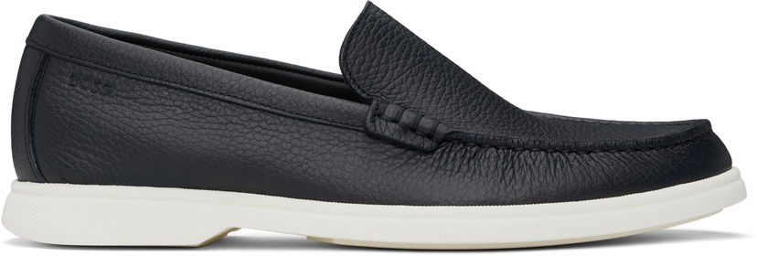Superge in čevlji BOSS BOSS Tumbled Leather Loafers Črna | 50536173