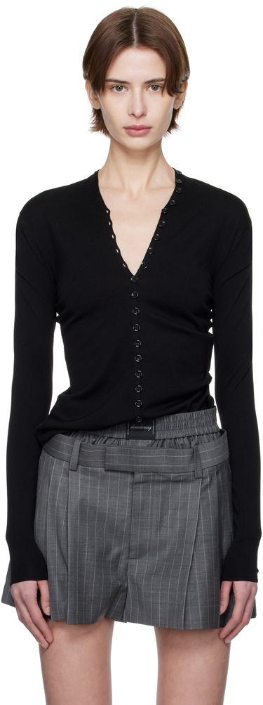 Pleteni pulover Alexander Wang Alexander Wang Long-Sleeve Button Cardigan Črna | 1KC1253017, 0