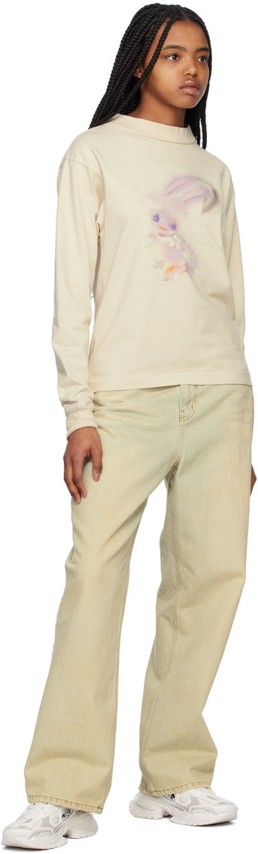 Pleteni pulover We11done We11done Crewneck Long Sleeve T-Shirt with Bunny Print Bež | WD-TT1-23-792-U-IV, 3