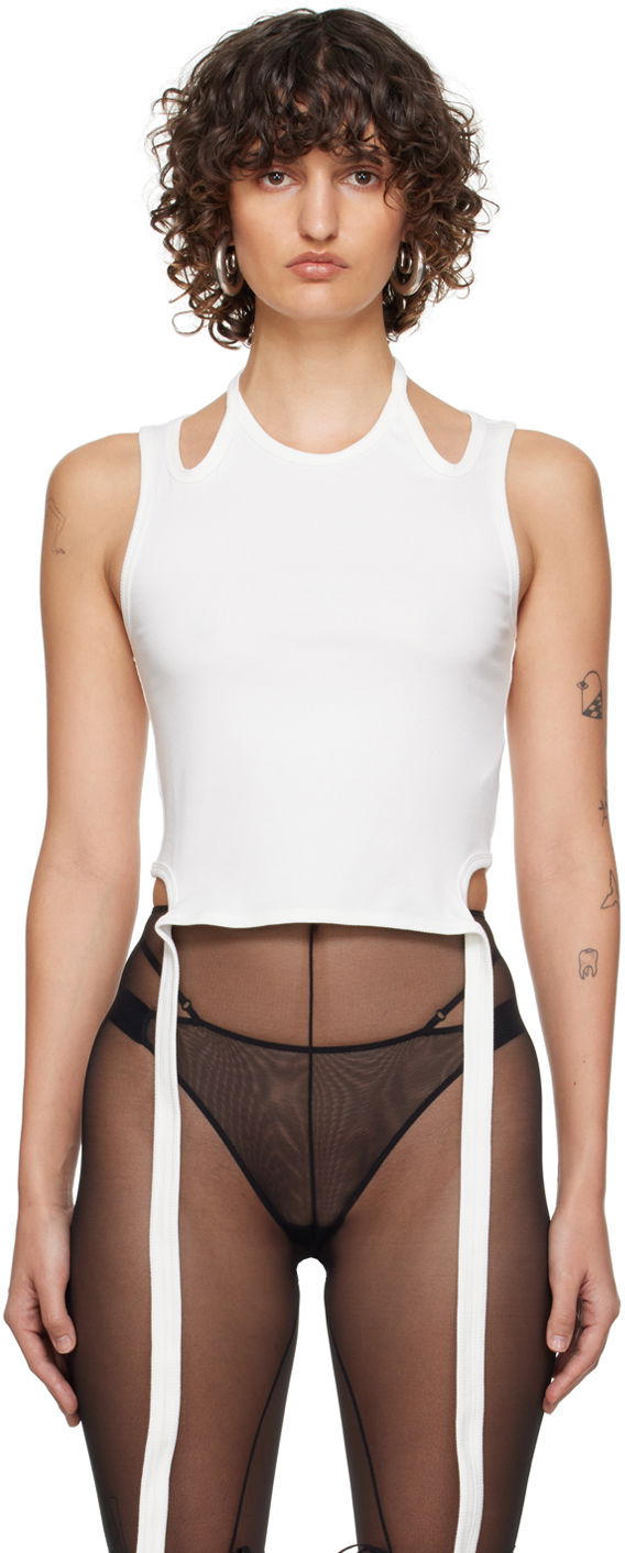 Majica brez rokavov Dion Lee Double Tie Crop Tank Top Bela | A3398P21, 0