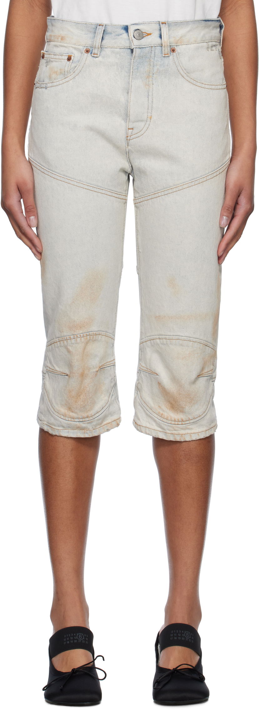 Kratke hlače Maison Margiela MM6 Maison Margiela Panel Sprayed Capri Denim Shorts Modra | S52MU0130 M30018