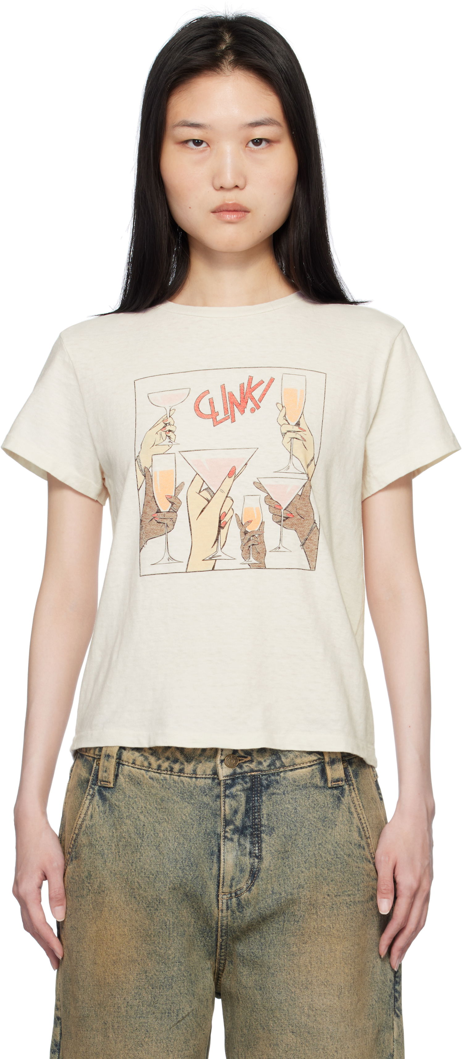 Majica RE/DONE Classic 'Cheers' Graphic Print T-Shirt Bež | 024-02WCGT314, 0