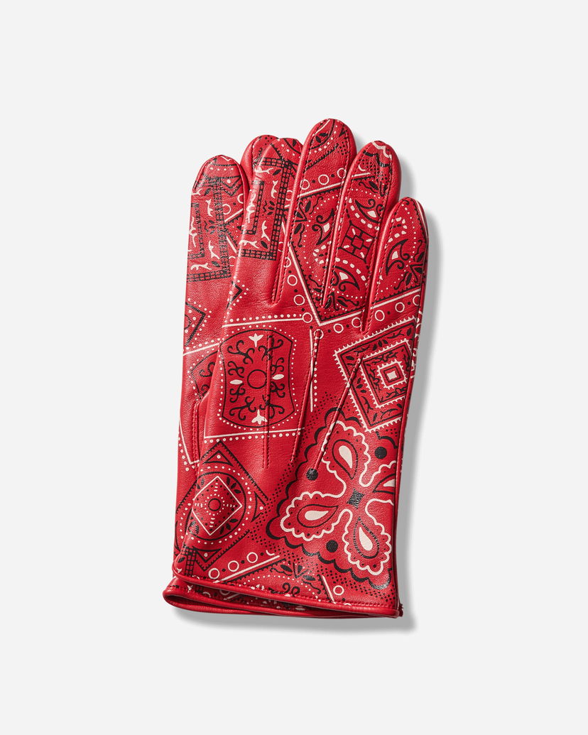 Rokavice KAPITAL Leather Cookie Bandana Gloves Rdeča | K2409XG506 RED