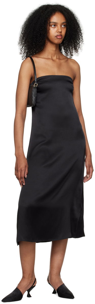 Obleke Anine Bing Anine Bing Megan Strapless Midi Silk Satin Dress Črna | A-02-1410-000A, 3