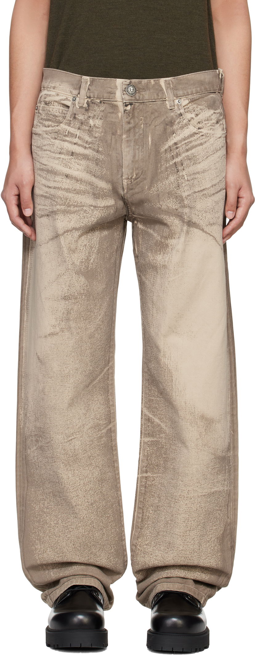 Kavbojke Balmain Balmain Loose-Fit Jeans Bež | EH1ML155DF57