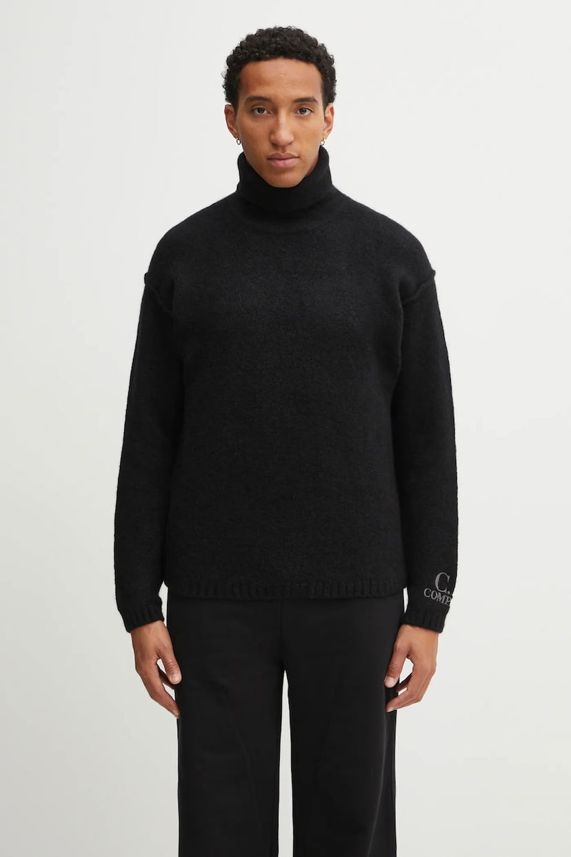 Pleteni pulover C.P. Company Wool Blend Turtleneck Sweater Črna | 19CMKN281A110509A