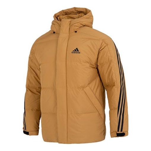 Puhovka adidas Originals 3-Stripes Logo Puffy Down Jacket Rjava | HN2087