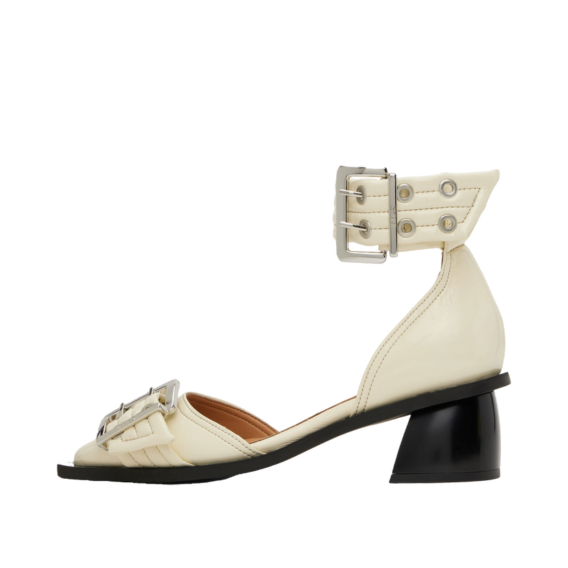 Superge in čevlji GANNI GANNI Buckle Open Cut Heels Bela | S2902