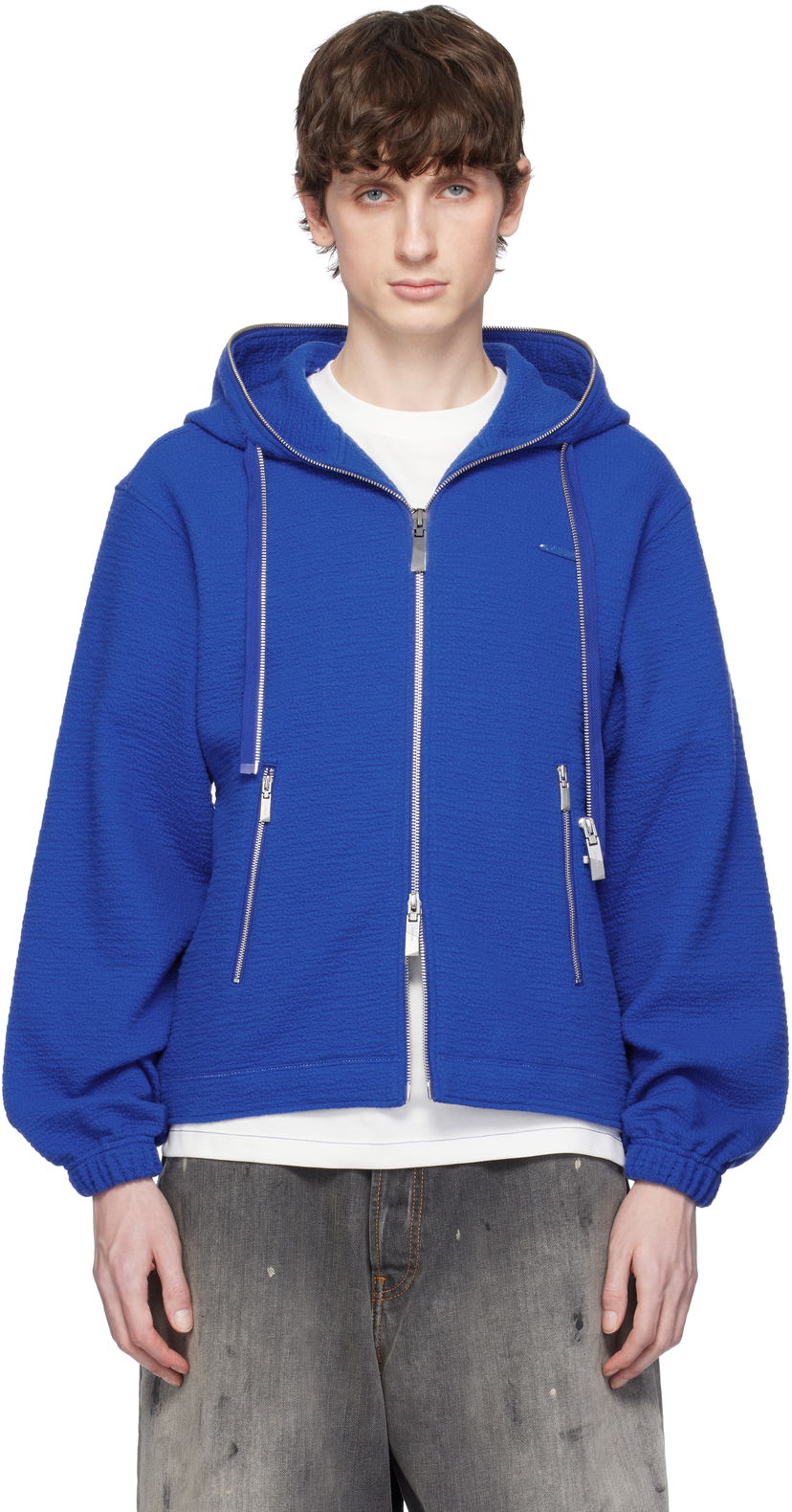 Pulover ADER ERROR ADER error Realce Product. 31 Zip-Up Hoodie Modra | BO01SSHD0402BL