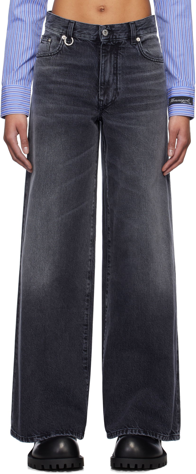 Kavbojke We11done We11done Oversized Washed Jeans Črna | WD-DP0-25-396-W-BK