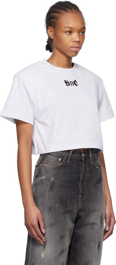 Krop-top We11done We11done Cropped T-Shirt with Shoulder Pads Siva | WD-TT0-25-712-W-GY, 1