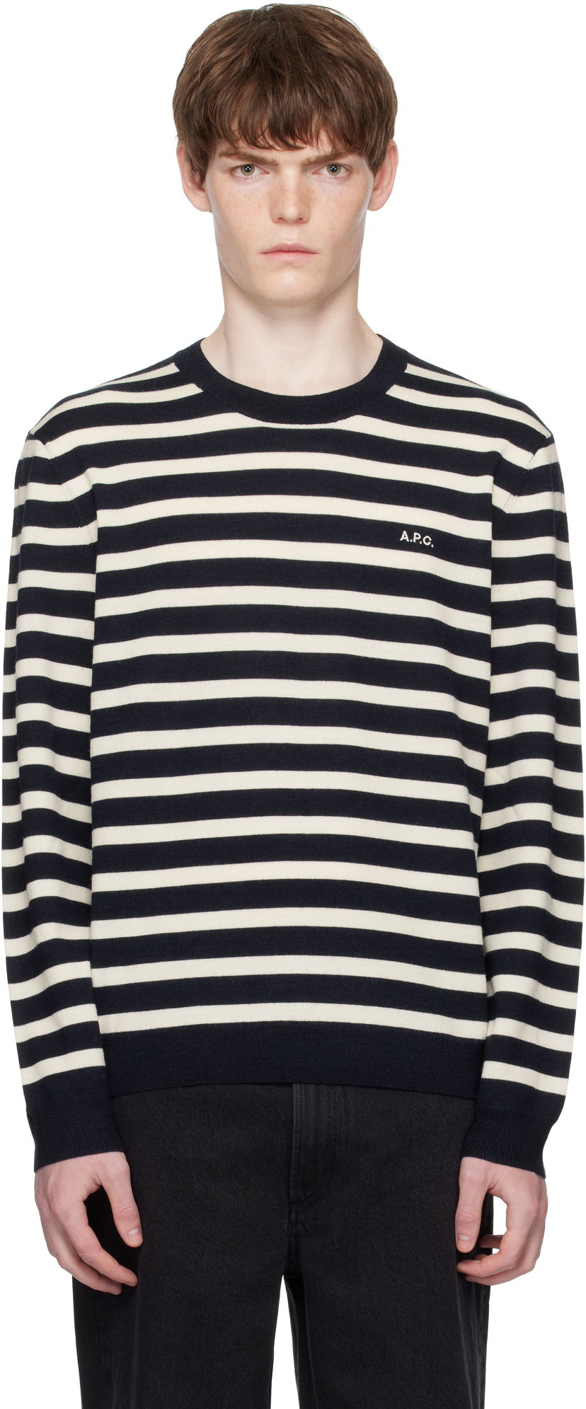 Pleteni pulover A.P.C. A.P.C. Matthias Striped Sweater Mornarica | WVBEC-H23431