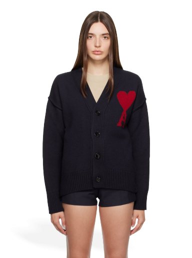Pleteni pulover AMI Cardigan Mornarica | UKC006.018