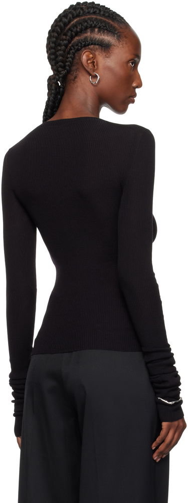 Pleteni pulover Ann Demeulemeester Ann Demeulemeester Lyell Elbow Cutout Fitted Sweater Črna | 2520-W-KN02-KN043-099, 2